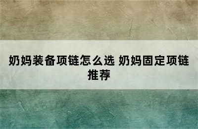 奶妈装备项链怎么选 奶妈固定项链推荐